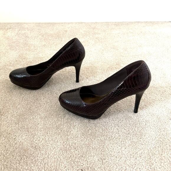 Christian Siriano Brown Faux Alligator High Heels, Stilettos, Pumps, Size 8 - Picture 2 of 7